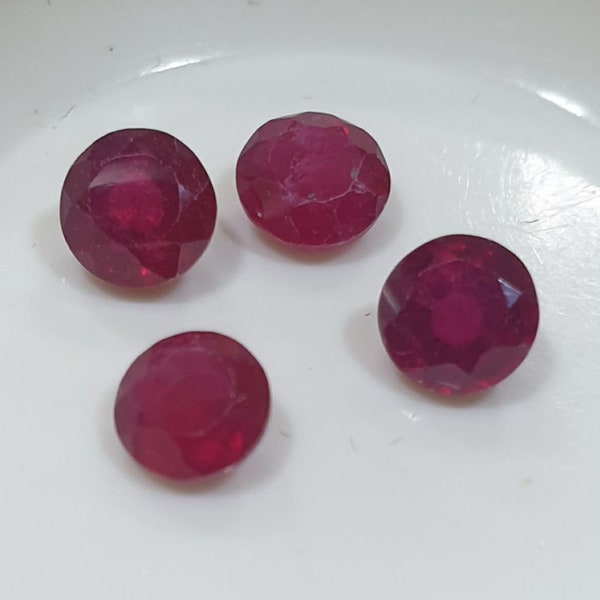4Pcs Lot Ruby Faceted Round 5mm. - 4Pieces