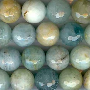 16&quot; St Aquamarine Faceted Round Beads 16mm -Strand 40cm