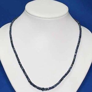 Sapphire Faceted Graduated Rondelle Necklace5x3-3x2mm