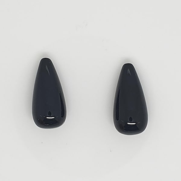 Goccia liscia mezza forata in onice 20 x 10 mm. (1 paio)
