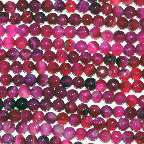 14 » St Fuchsia Agate Perles rondes facettées 8mm.-Strand.37cm.