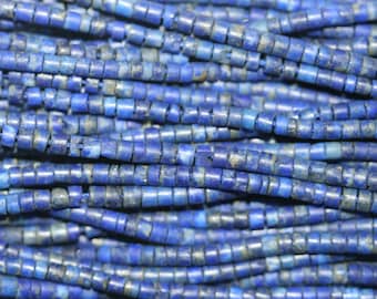 13" Strand Tiny Lapis Lazuli Smooth Tube Beads 1mm.