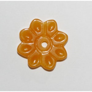 Carved Orange Flower Jade Pendant 30mm.-Jade Ornament