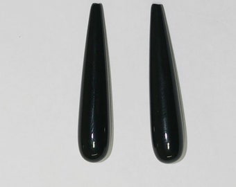 4Pcs Onyx Half percé Smooth Drop 40x8mm. (2 paires).