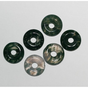 Moss Agate Round Pendant( 6 Pcs ) 16mm.