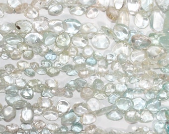 8" St Aquamarine Smooth Drop Beads 5-8mm. Approx.-Strand 20cm.