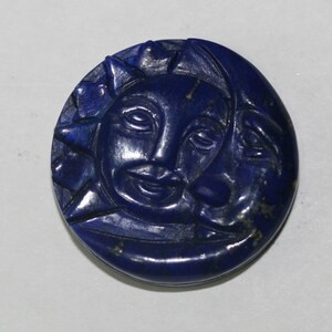 Lapis Lazuli Cabochon Sun And Moon Carved 20mm