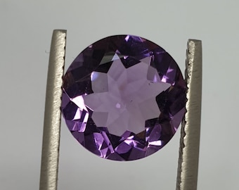 Natural Untreated Deep Color  Amethyst Deep Purple Color Faceted Round Brilliant Cut 11mm 4.4ct Big size- DIY Jewelry Supplies