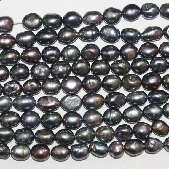 Natural 9-10mm Purple Freshwater Cultured Baroque Pearl – Loose Bead, 15-Inch Strand