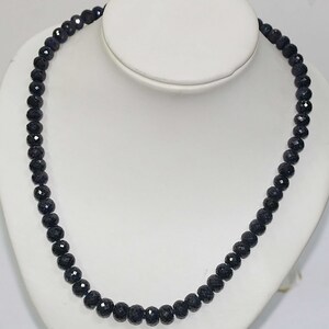 Sapphire Faceted Graduated Rondelle Necklace 9x6-7x5mm.-