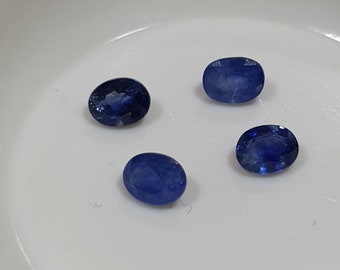 Lote de 4 zafiros azules facetados ovalados de 4 x 3 mm (4 piezas) - Piedras naturales - Venta al por mayor