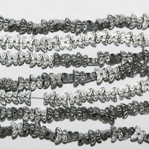 16&quot; St Silber Hämatit Geschnitzter Schmetterling 6x5mm.-Strang 40cm.