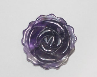 Amethyst Carved Flower Pendant 33mm