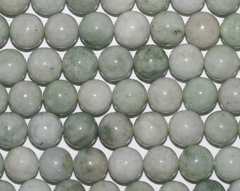 Cuentas redondas lisas de jade de Birmania de 15" (10 mm) - Hilo de 39 cm