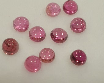 10 cabochon rotondi con tormalina rosa, lotto da 3 mm, pietre preziose di piccole dimensioni, pietre naturali calibrate