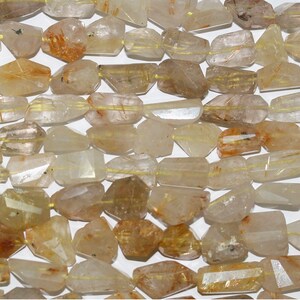 14&quot; St Rutilated Quartz Faceted Nugget Beads 14x8mm.Approx.-Strand 35cm