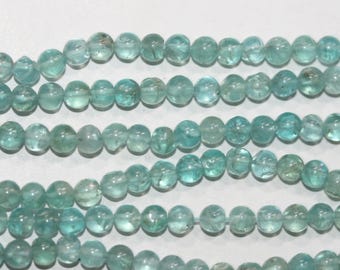 14" St Greenish blue Apatite Smooth Round Beads 4-5mm -Strand 37cm