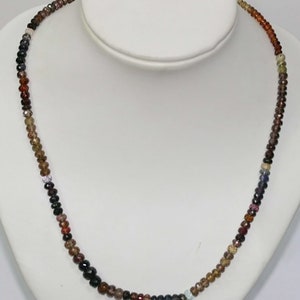 Sapphire Faceted Graduated Rondelle Necklace 7x5-3x2mm.