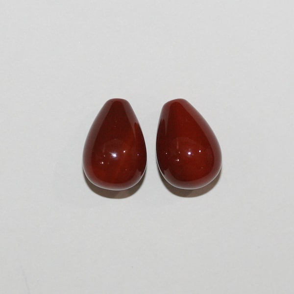 Corniola mezza forata goccia liscia 14 x 10 mm.- 2 pezzi.