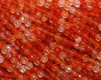 15" Strand Carnelian Faceted Round Beads 2mm.