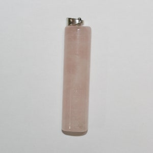 Rose Quartz Smooth Cylinder Pendant 50x13mm.