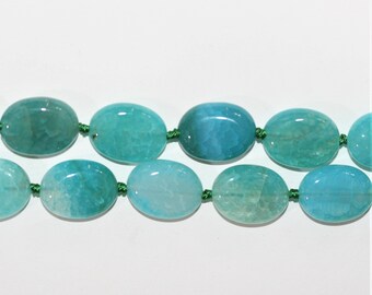 Blue Agate Smooth Oval Beads 20x15mm.- Strand 36cm.