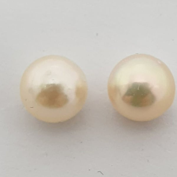 1 Pair Saltwater Top Luster Japanese Akoya Half Drilled Three Quarter 5-5.5mm Round Natural Cultured Pearl-Price Per 1 Pair- Pearl Earring