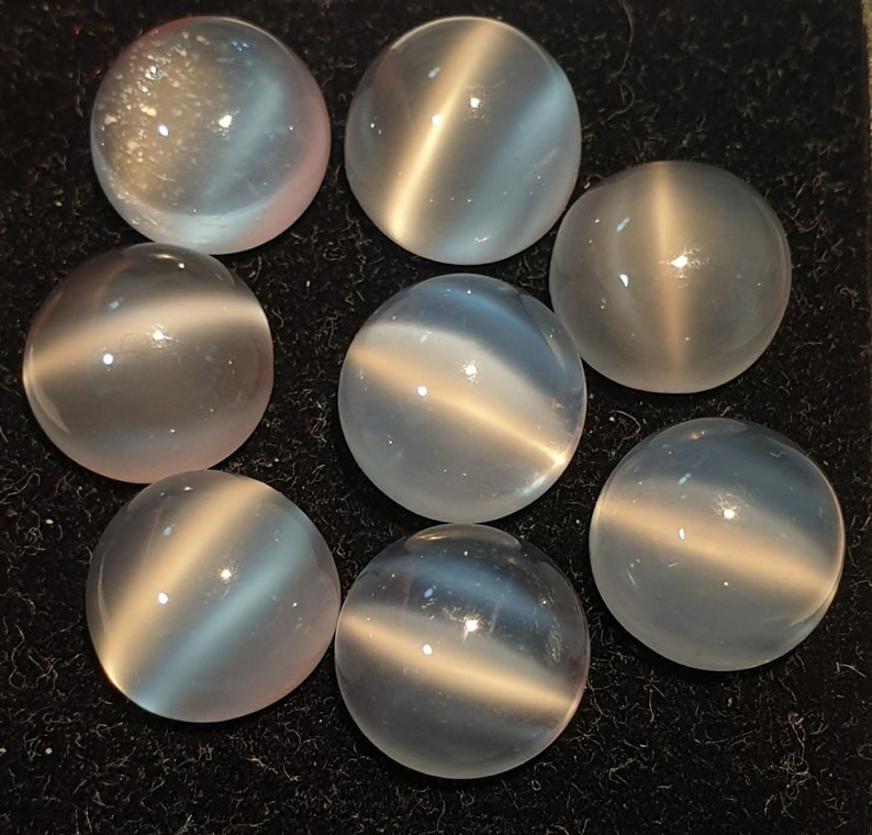 6 MM Natural Top Quality White Moonstone Cat's Eye Round Cabochons 5 Piece Lot 