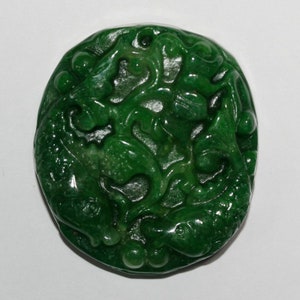 Big Carved Green Jade Pendant 50x45mm- Wholesale Jade Pendants