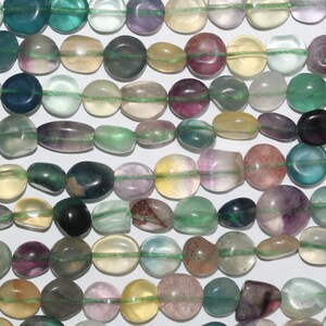 15&quot; St Fluorite Smooth Nugget Beads 8-10mm. Approx.- Strand 39cm.