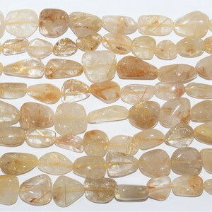 13&quot; St Rutilated Quartz Smooth Nugget Beads 10-20mm. Approx.- Strand 33cm.