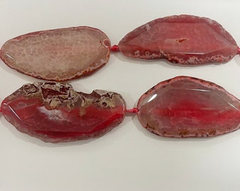 16" Ágata Fucsia Santa Cuentas Planas Irregulares Facetadas 65 x 45 mm.Aprox.Hilo 40 cm.