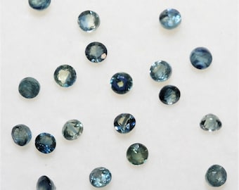 Greenish Blue Sapphire Faceted Round Lot 2.5mm.- 2 Carat Lot
