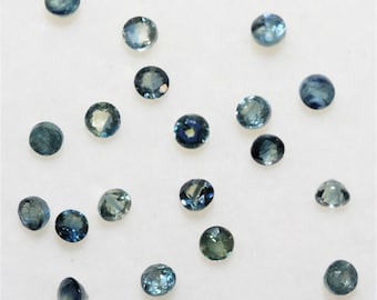 Lot de saphirs bleu verdâtre rondes à facettes 2.5mm.- Lot de 2 carats - Réf.333LO