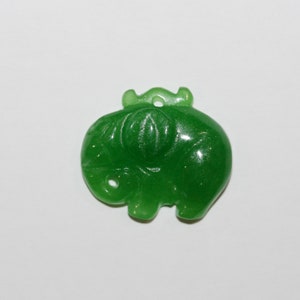 Green Burma Jade Carved Elephant Pendant 22x19mm.Approx.