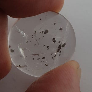 Natural Rare Pyrite  Inclusions Quartz Smooth Round Cabochon 20mm (28.4ct.).Healing Power