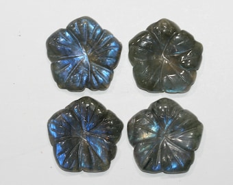 Colgante de labradorita con forma de flor tallada, 30 mm.-Ref.15286