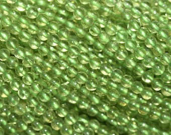 15" Strand Peridot Smooth Round Beads 2mm.-Strand 38cm