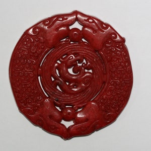 Natural red jade carved tiger amulet pendant E128