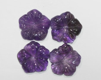 Colgante de amatista con forma de flor tallada, 30 mm.-Ref.15285