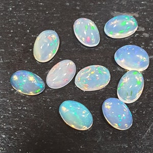 AAA 10 Pcs Lot Natural White Opal 6x4mm  Oval Cut Cabochon  - Wholesale Lot- Gemstone Lots- Untreated Gem