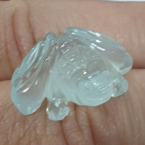 UNIQUE Carved Aquamarine Frog 24.4x18mm. One Of A kind Carving-Natural Stones-Healing Positive Power-One Of A Kind