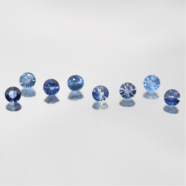 AAA 8 pcs lot naturel haut bleu couleur saphir bleu 2.6- 2.8mm. - Taille ronde brillante - Pierres précieuses en gros - Pierres naturellesPour les bijoux