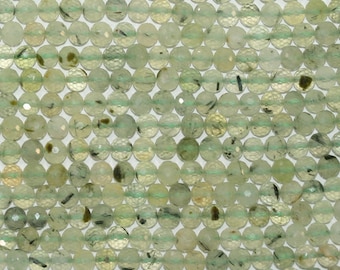 15" Cuentas Redondas Facetadas de St Prehnite 6-6,5 mm - Hilo 39 cm.