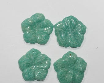 Colgante de amazonita con forma de flor tallada, 30 mm.-Ref.15284