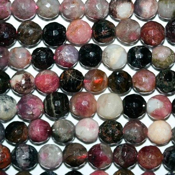 2 Fili Di Perline Di Tormalina Naturale Sfaccettate Da 3 Mm - Colori Misti - Foro 0.5-0.6 Mm Per Creazione Gioielli Fai Da Te