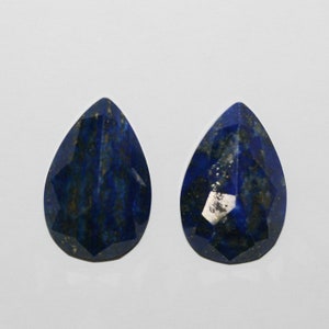 2 Pcs Lot Lapis Lazuli Faceted Drop Cabochon 21x14mm. (2 pcs).