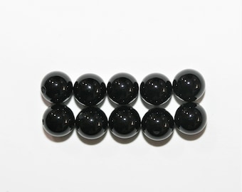 Onyx Half Drilled Smooth Round 6mm.- 10 Pieces-Partially Drilled