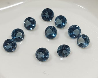 London Blue Topaz Lot Faceted Round 3mm.-(10Pcs) -Gemstone Parcels-Loose Stones Wholesale Price