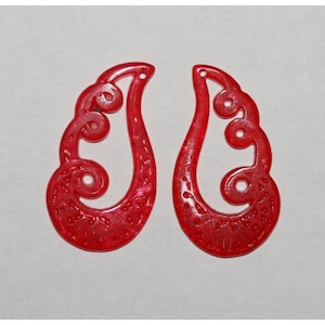 One Pair Of tHIN Red Jade Pendant 33x18mm. DIY Jewellery Supplies- Jade Earrings
